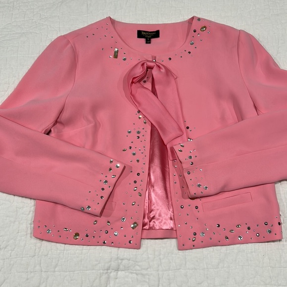 Juicy Couture Black Label Pink Lemonade Pearl Rhinestone Embellished Jac… - Picture 1 of 16